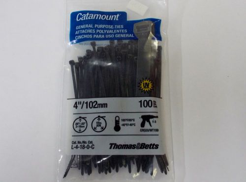 THOMAS &amp; BETTS 100 PACK 4&#034; CATAMOUNT CABLE TIES L-4-18-0-C  *FREE SHIP*