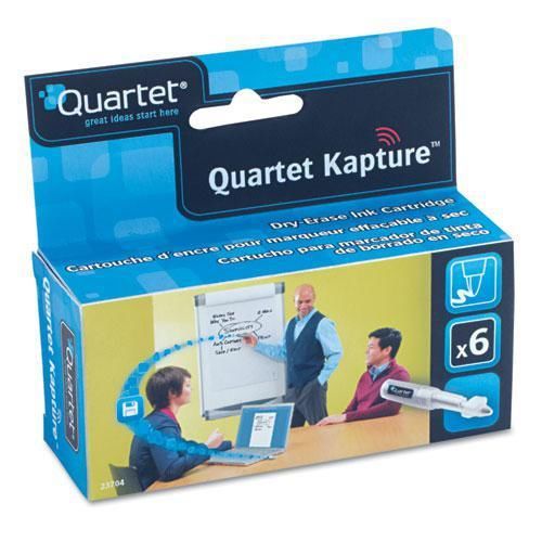 NEW QUARTET 23704 Kapture Dry-Erase Ink Refill Cartridges, 6 Pack, Black