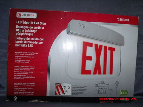 Recessed LED Edge-Lit Red Sign Exit Sign AC/DC Built-In Battery side/flush mount