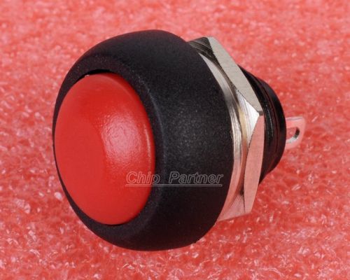 Red 12mm mini round waterproof lockless momentary contact push button switch for sale
