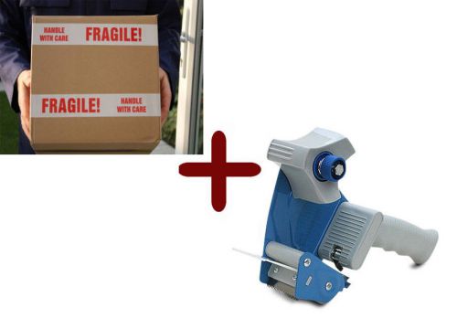 Dispenser + fragile handle with care preprinted tape 36 rolls 2&#034; x 110 yds 2 mil for sale
