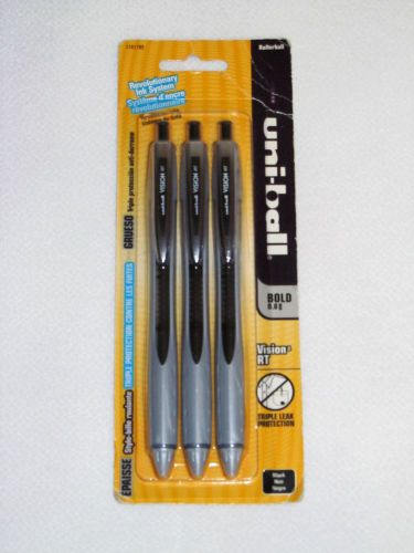 Uni-ball Vision RT Retract Bold Point Roller Ball Pens 3 Black Ink Pens(1741785)