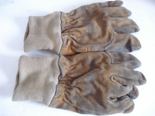 L Large GLOVE CORP. Tan Brown Leather Firefighter Gloves Turn Out  Gear   G114
