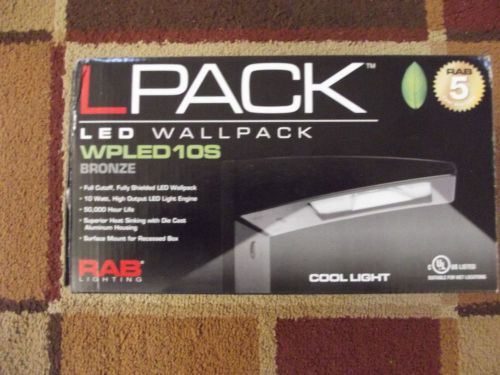RAB LPack Surface Mount 10W LED Wallpack, Cool Light, Bronze WPLED10S (1 NIB)