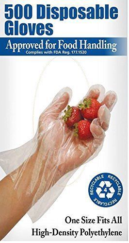 500Pcs Polyethylene Disposable Gloves for Food Preparation Hair dye Home Use
