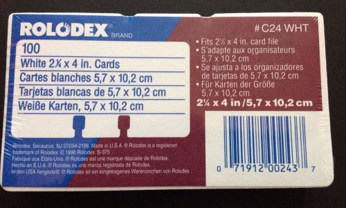 Rolodex Brand 2 1/4&#034; x 4&#034; REFILL CARDS 100 Pack New Sealed C24 White