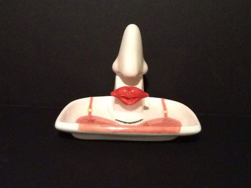 Museum Nose Lips Business Card/Eyeglass Holder Dish Lady