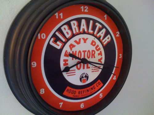 Gibraltar Oil Gas Service Station Man Cave Wall Clock Advertising Sign