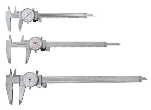 3pc/set 6&#034;/150mm, 8&#034;/200mm &amp; 12&#034;/300mm In./mm Dual Needle Precision Dial Caliper