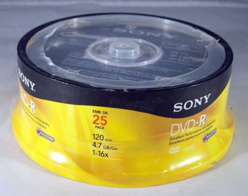 Sony Recordable DVD-R  25 Pack  120 Min.  4.7 GB   New Sealed