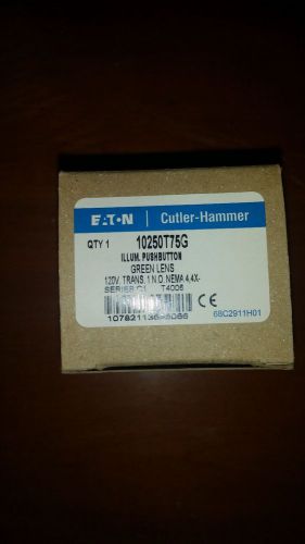 Cutler-Hammer Illuminated Push Button, 30mm, Green, 6VAC 10250T75G