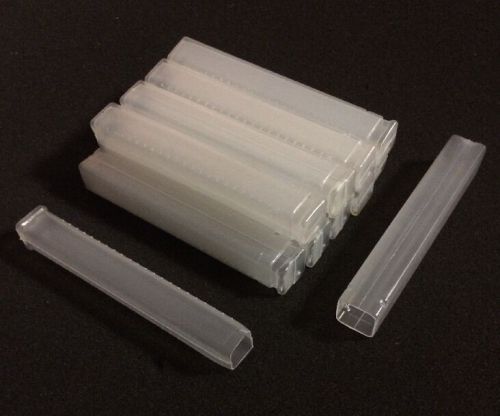 10 Count 5&#034; x 3/4&#034; x 3/4&#034; OD Plastic Rectangular Storage Tubes With Sleeves