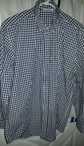 Chef Works Gingham Dress Shirt D500 BWK Black White Checkered Long Sleeves Large