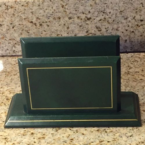 A&amp;M Leatherlines Stationary Rack Green Leather W24KT Gold Tool  71/2&#034;L X 4&#034; H