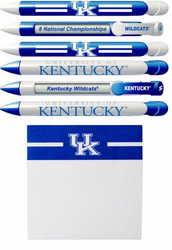 NCAA Kentucky Wildcats Braggin Rights Message Pen 6 pk Set with Stick Me Notepad