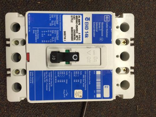 Usa made ehd 14k 3 pole 70 amp circuit breaker ehd3070l cutler hammer industrial for sale