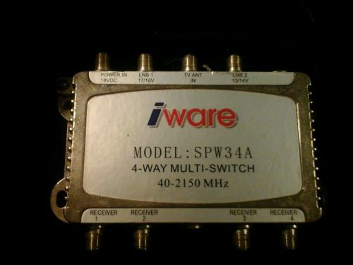 I WARE Voltage Controlled Multi Switch 4-Way LNB TV Satellite 40-2150Mhz #SPW34A