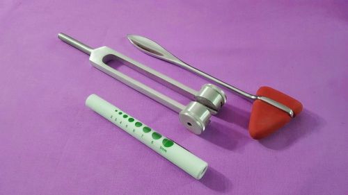 Set of 3 pcs reflex taylor percussion hammer penlight tuning fork 128 cps for sale