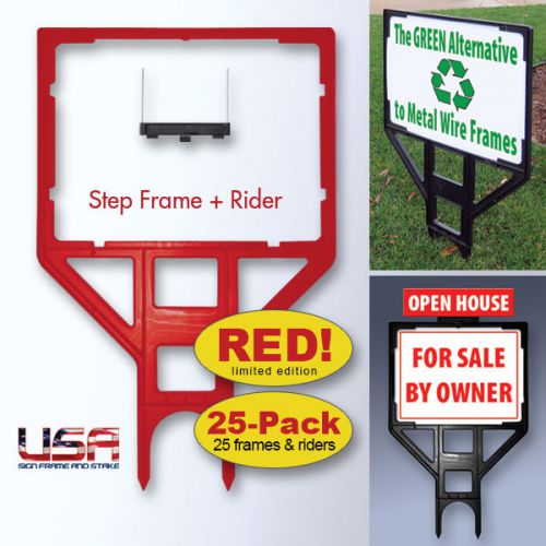 18x24 Real Estate Sign Frame **RED** 25-Pack Yard Sign Frames for Realtors