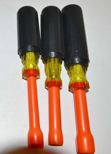 Cementek 3 pc. nut driver set 1000v nd600cg 7/16, nd400cg 11/32 &amp; nd500cg 3/8 for sale