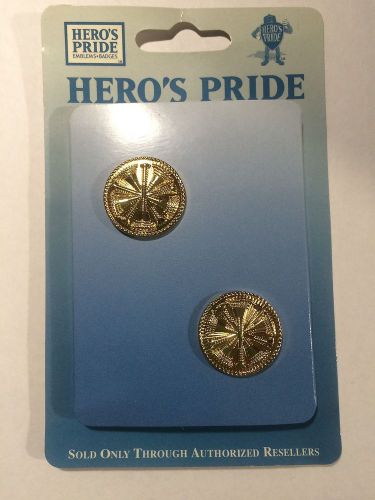 Heroes pride 4455g gold plated 5 horns (fire chief) collar insignia - new for sale