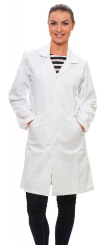 Dr. James Womens Lab Coat White 100% Cotton • 260 GSM Hardwearing Fabric