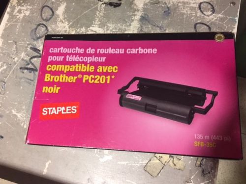 STAPLES FAX Cartridge Compatible Brother PC-201 PC201 NIB Black New in Box