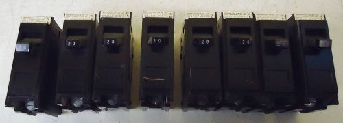 8 MURRAY 20A KP-372 CIRCUIT BREAKERS, STYLE: MP, 120/240 VAC. 1 POLE.