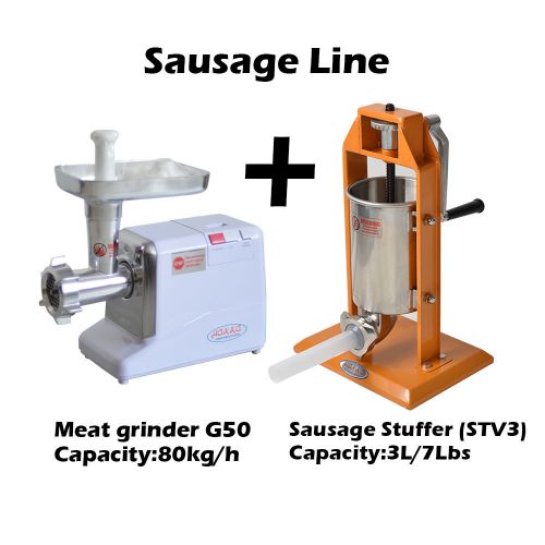 Hakka 3l/7lb 5-7 pound sausage stuffer and #12 powerful meat grinder (g50+st-v3) for sale