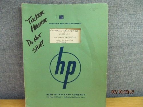 Agilent/HP 608B VHF Signal Generator Instruction Operating Manual/schematic 685-