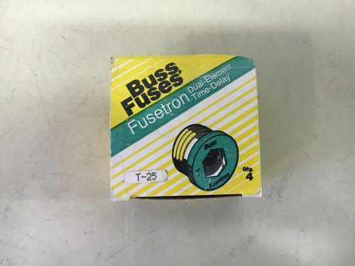 BUSSMAN T-25 NEW IN BOX OF 4 TIME DELAY DUAL ELEMENT SCREW IN FUSE SEE PICS #B27