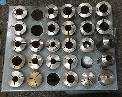 Hardinge type set of (26) 5c assorted collets for lathes for sale