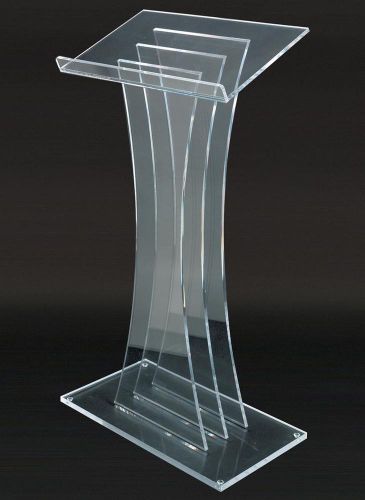 26-3/4&#034; Clear Acrylic Podium for Floor, Ships Assembled, Rubber Feet 19641