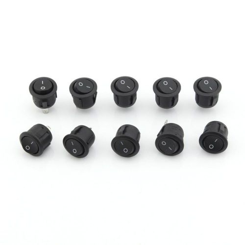 Pack of 10pcs 250V 6A Black Micro Round Rocker Switch On/off with 2PIN SPST
