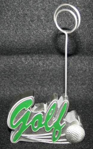 Metal Golf Ball Business Card Holder Green and Silver Tone