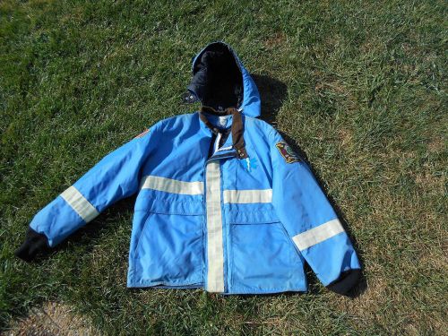 Fire &amp; rescue squad jacket/ size med reflective strips / sta 188/ liner&amp; hood for sale