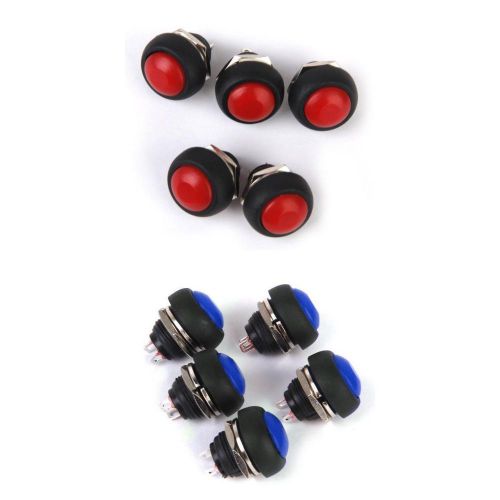 10x Momentary Push Button Horn Switch for Doorbell/Boat/Car Waterproof Red+Blue
