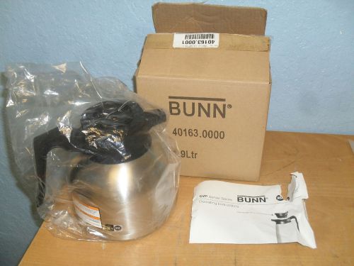 New genuine bunn 40163.0000 stainless steel thermal carafe w/black lid 1.9l for sale