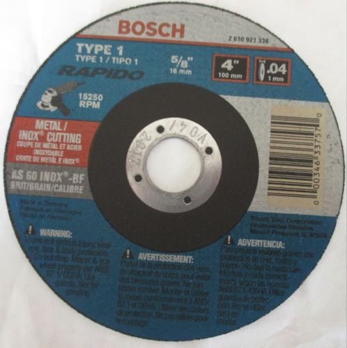15 BOSCH TCW1S400 4&#034; METAL/STAINLESS THIN CUTTING WHEEL DISCS - 15-PACK - NEW