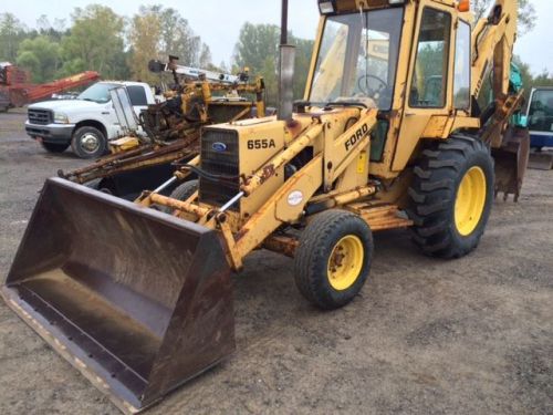 FORD 655A Tractor Loader Backhoe, 2WD, Cab with Heat, 24&#034; Rear Bucket 5,195 Hrs