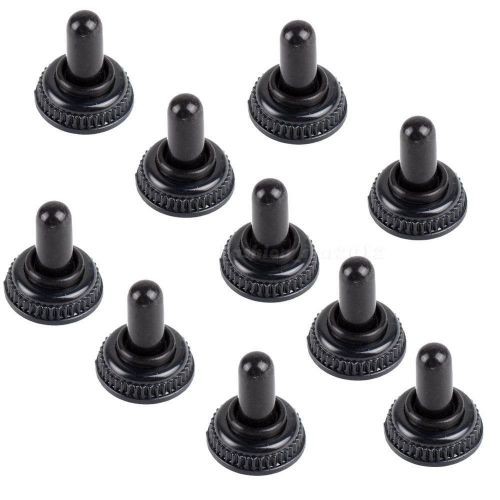 10Pcs 6mm Black Rubber Toggle small switch hats Waterproof Boot Cover Cap FHCG