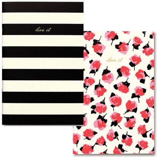 4 pc. Kate Spade: 3 Note Pad Notebooks Black Stripe, Floral &amp; Bookmarks NEW!