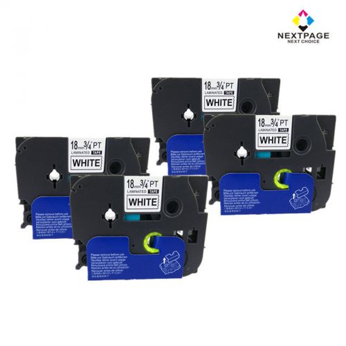 4 Pack Black on White Tze-241 Brother Compatible P-touch Label Tape