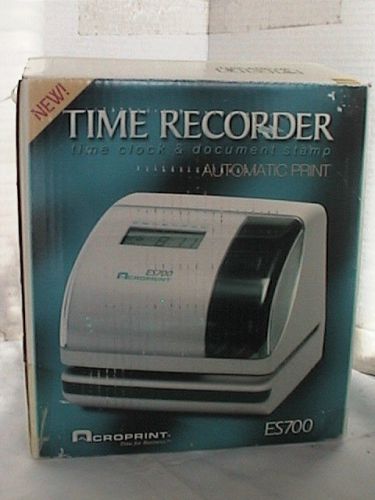 Acroprint ES700 Time Recorder time clock document stamp Automatic print  NEW