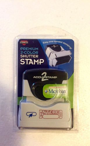 Cosco NIB Premium 2-color Shutter Stamp &#034;ENTERED&#034; - Handle infused with Microban