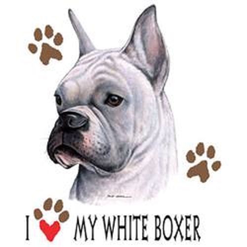 I Love My White Boxer Dog HEAT PRESS TRANSFER for T Shirt Sweatshirt Fabric 817g