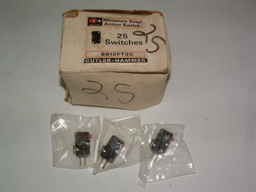QTY (25) CUTLER HAMMER MINIATURE SNAP ACTION SWITCHES SS12FT30 NOS 125-250V 1/2A