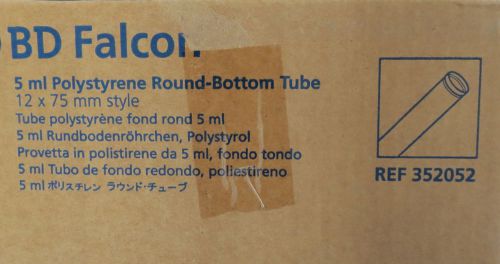 Case/1000 BD Falcon 5mL Round Bottom Tubes PS 12 x 17mm # 352052