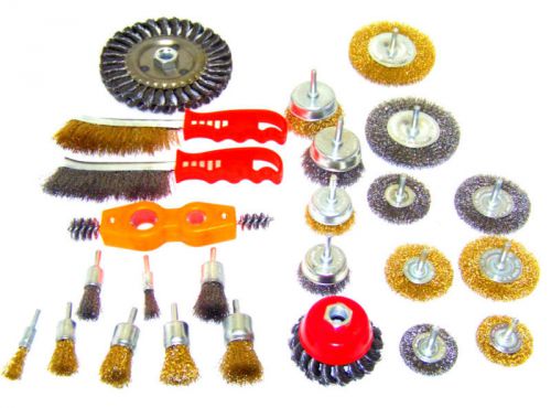 25pc wire brush assorted kit wheel set crimp cup large wire brush cleaner kit for sale