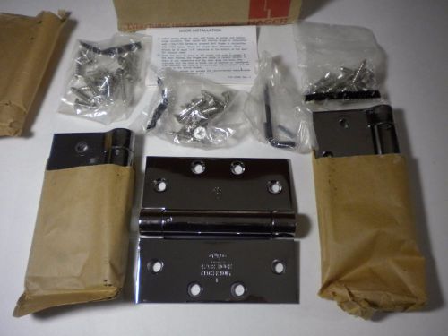 Lot of 3 new hager spring hinges #1250 square corner 4.5 x 4.5 polished chrome for sale